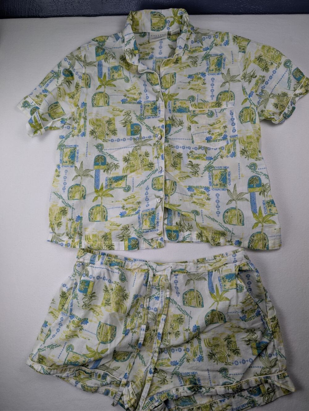 Calypso St Barth Organic Cotton Tropical Carpe Diem Pajama Set L